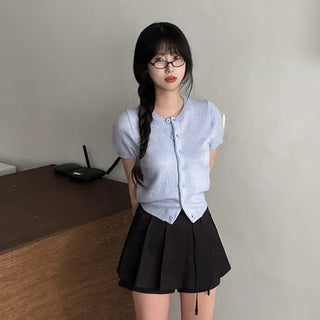 Summer button-up short-sleeved knit