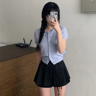 Summer button-up short-sleeved knit