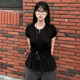 Summer button-up short-sleeved knit