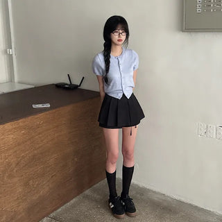 Summer button-up short-sleeved knit