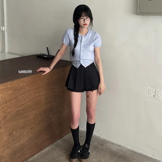 Summer button-up short-sleeved knit