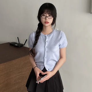 Summer button-up short-sleeved knit