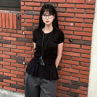 Summer button-up short-sleeved knit