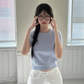 Semi-Clothed Puff Short-Sleeve Knit