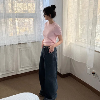Semi-Clothed Puff Short-Sleeve Knit