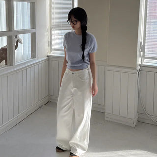 Semi-Clothed Puff Short-Sleeve Knit