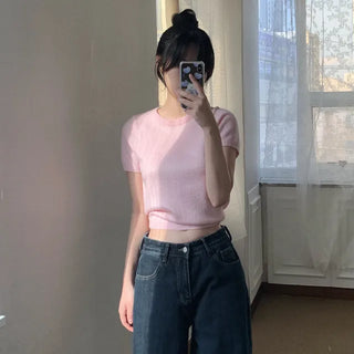 Semi-Clothed Puff Short-Sleeve Knit