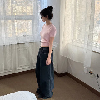 Semi-Clothed Puff Short-Sleeve Knit