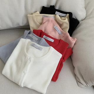See-through loose-fitting short-sleeve knit cardigan
