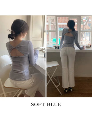 Back Point Slit Slim T-Shirt