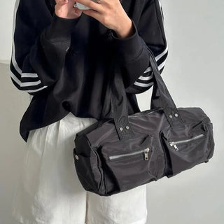 Nylon tote bag with zippered pocket (5 colors)