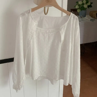 Punching Flower Sleeveless Top & Blouse Set
