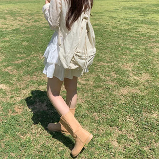 Mini elastic A-line chiffon white skort