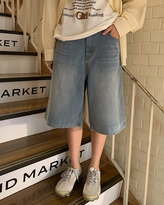 Corduroy denim shorts