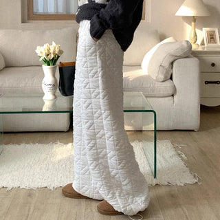 Quilted wide-leg elastic waist pants