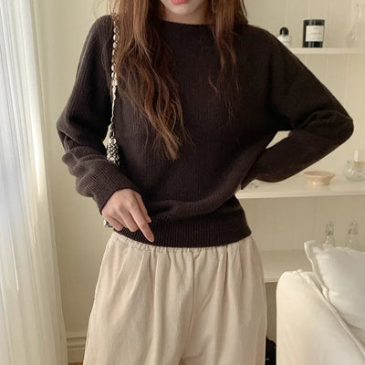 Wool boat neck knit
