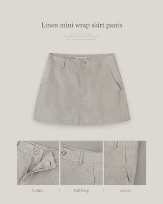 Linen mini skirt pants