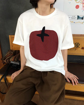 Over 3,000 units sold! Tomato print oversized short-sleeved T-shirt
