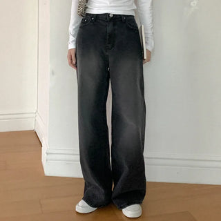 Wide black denim pants
