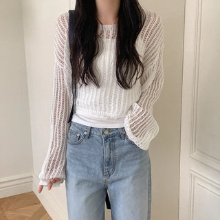 [SET] See-through mesh knit + sleeveless set