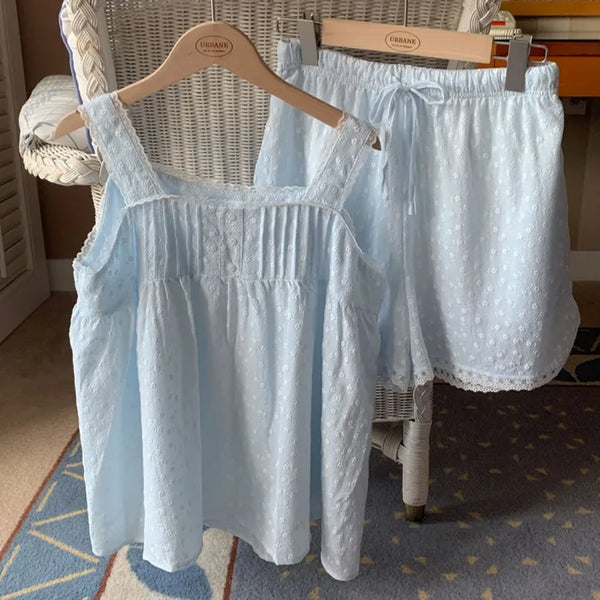 [Homewear] Flower Lace Sleeveless Pajama Set