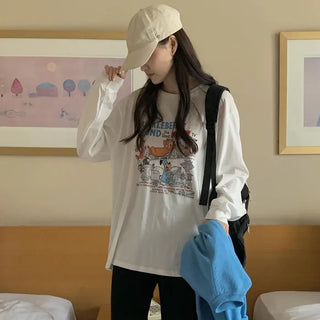 Loose-fit printed long-sleeve T-shirt (3 colors)