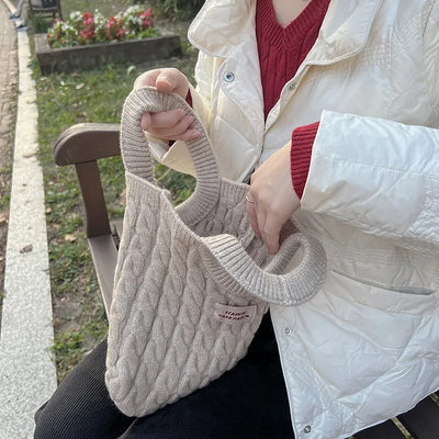 Knit twist crochet mini tote bag