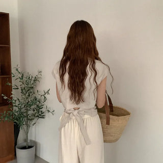 Back Ribbon Cotton Tank Top