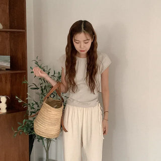 Back Ribbon Cotton Tank Top