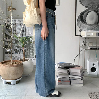 Wide string denim pants