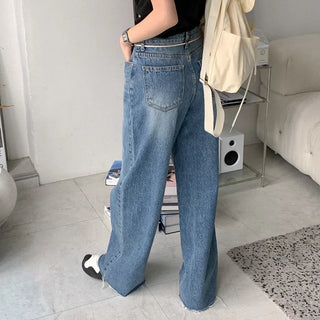 Wide string denim pants