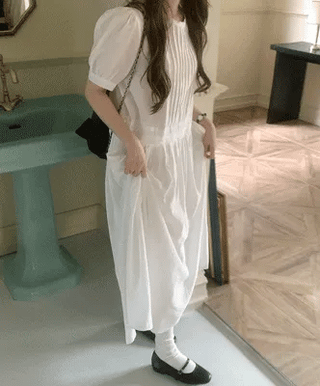 Tencel pleated long dress
