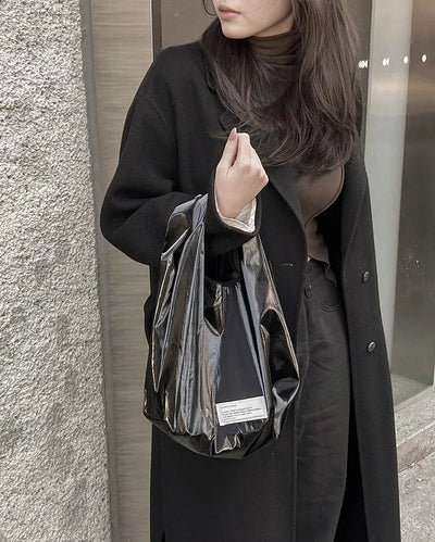 Glossy nylon mini tote bag