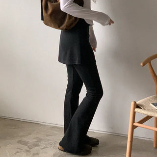 Layered wrap skirt bootcut pants