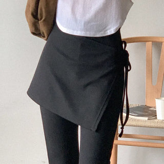 Layered wrap skirt bootcut pants