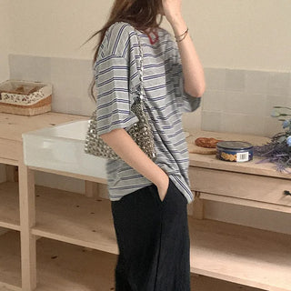Cotton Border Oversized T-Shirt