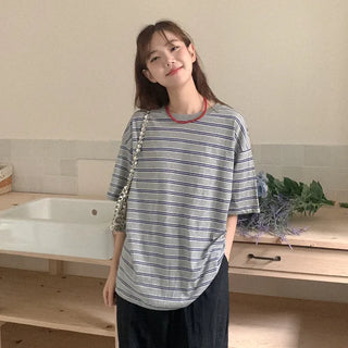 Cotton Border Oversized T-Shirt