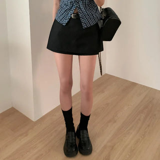 [Belt set/skirt pants] White ultra-mini low-rise A-line skirt