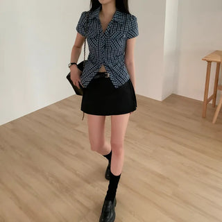 [Belt set/skirt pants] White ultra-mini low-rise A-line skirt