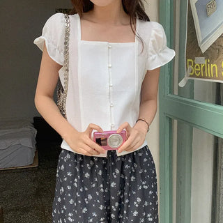 Square frill blouse