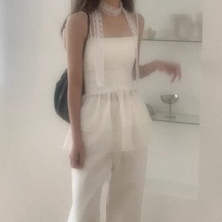 Layered ruffle sleeveless top