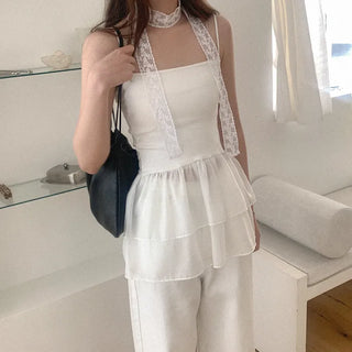 Layered ruffle sleeveless top