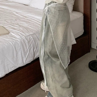 Long lace white ribbon layered skirt