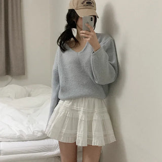 Layered Loose Fit Pastel V-Neck Knit