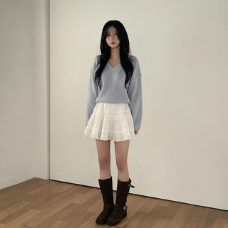 Layered Loose Fit Pastel V-Neck Knit