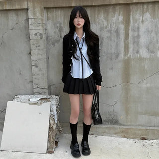 Layered Short Logo Knit Cardigan