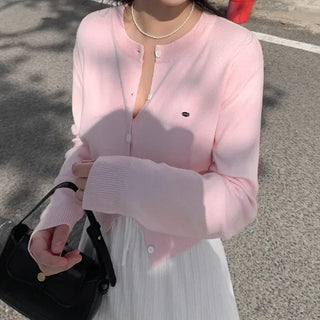 Layered Short Logo Knit Cardigan