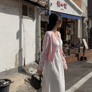 Layered Short Logo Knit Cardigan