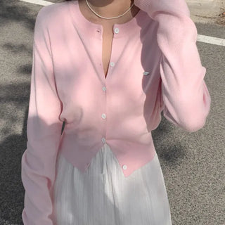 Layered Short Logo Knit Cardigan