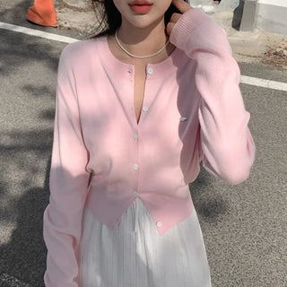 Layered Short Logo Knit Cardigan